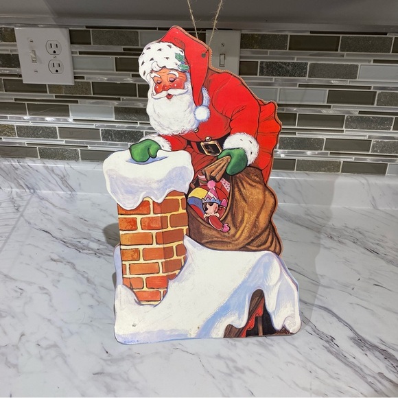 Vintage Die cut Santa Claus Holiday Christmas Decoration large double sided - Picture 4 of 5